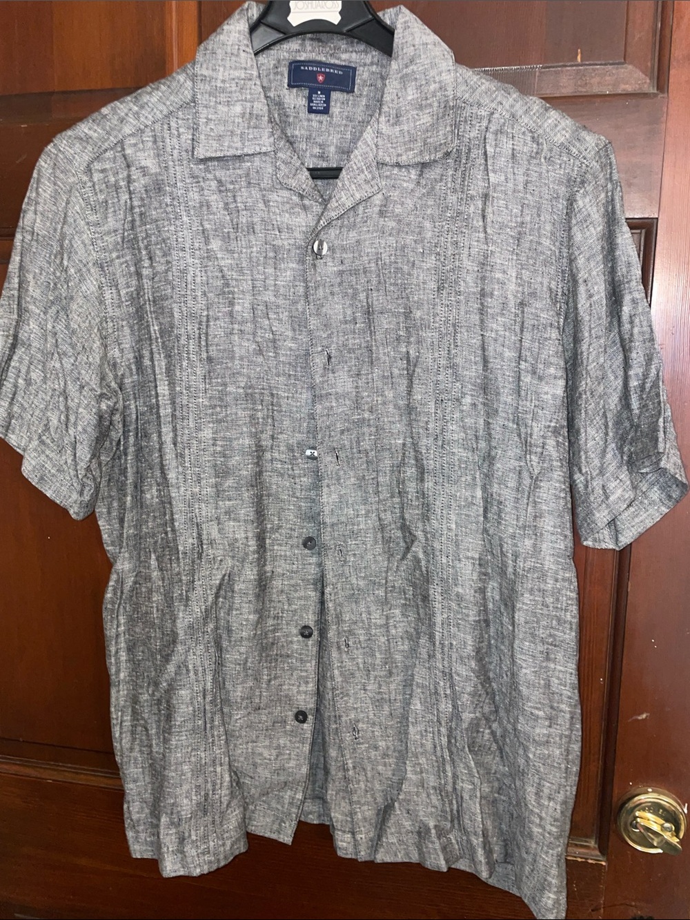 Saddlebred Gray Short-Sleeve Casual Button-Down Shirt
